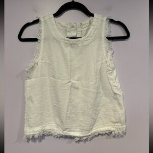 White frayed linen blend Altard State tank top